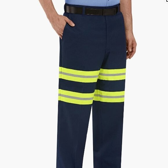 Red Kap Men's Stain Resistant Enhanced Visibility Flat Front Work Pants 48/30 - Picture 1 of 4